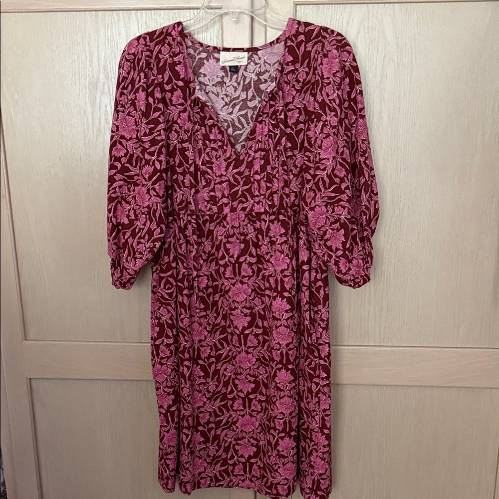 Universal Thread Burgundy and Pink Floral Midi Dress
